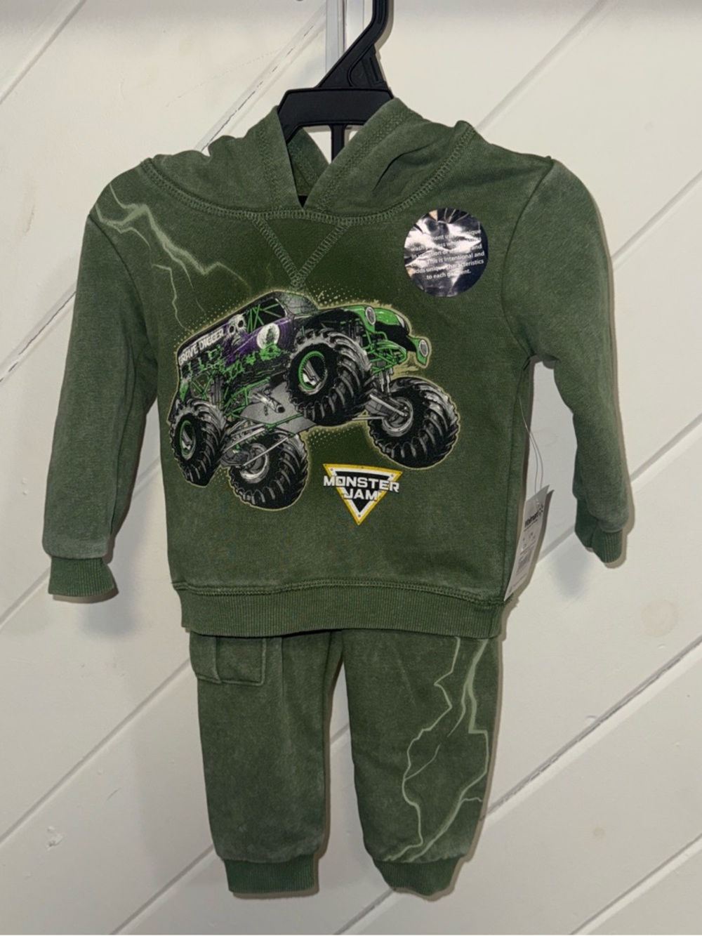 Monster Jam Green Hooded Kids Matching Set